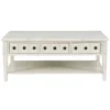 Coffee Tables-Kirkland's Home Distressed Cream Wood 3-Drawer Coffee Table Ivory