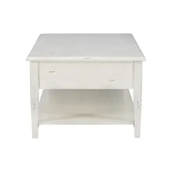 Coffee Tables-Kirkland's Home Distressed Cream Wood 3-Drawer Coffee Table Ivory