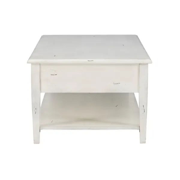 Coffee Tables-Kirkland's Home Distressed Cream Wood 3-Drawer Coffee Table Ivory