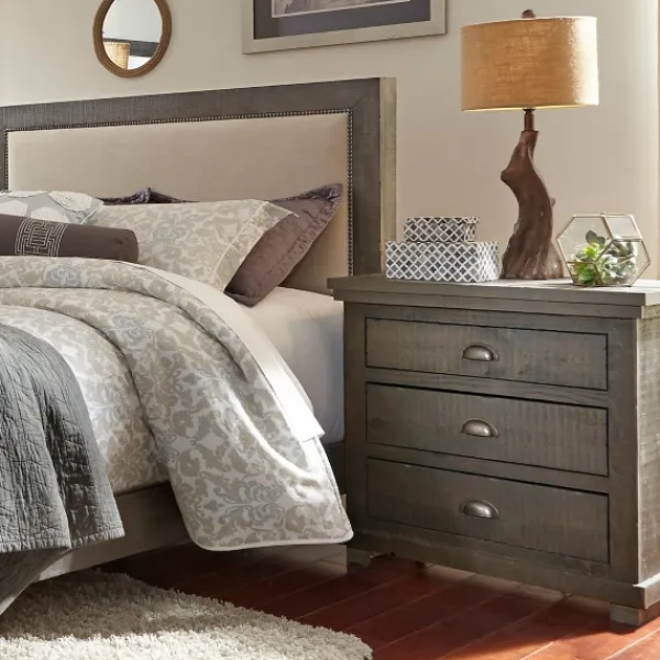 Nightstands-Kirkland's Home Distressed Dark Wooden Willow Nightstand Gray