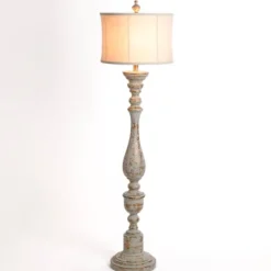 Floor Lamps-Kirkland's Home Distressed Eloise Floor Lamp Ivory