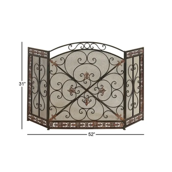 Fireplace Accessories-Kirkland's Home Distressed Fleur De Lis Three-Panel Fire Screen