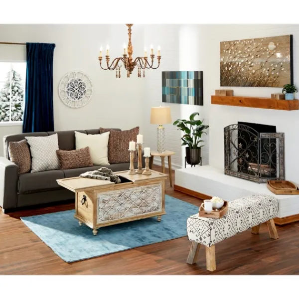 Fireplace Accessories-Kirkland's Home Distressed Fleur De Lis Three-Panel Fire Screen