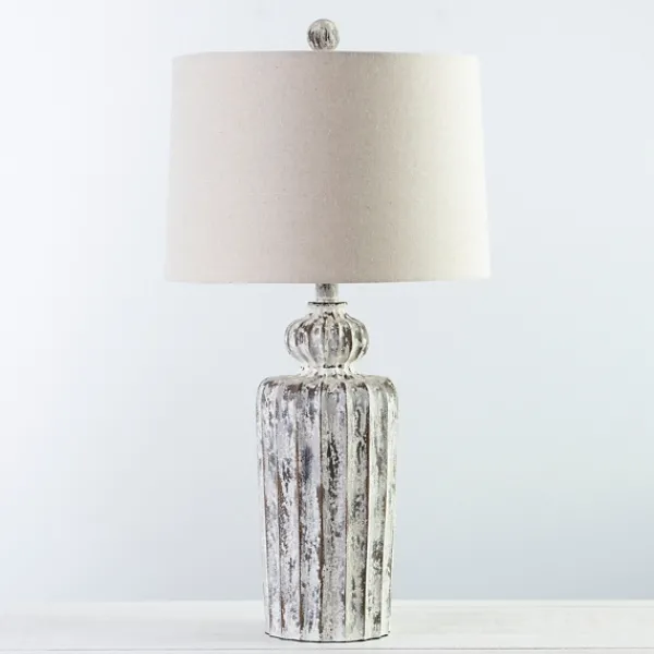 Table Lamps-Kirkland's Home Distressed Fluted Tuscany Table Lamp Ivory