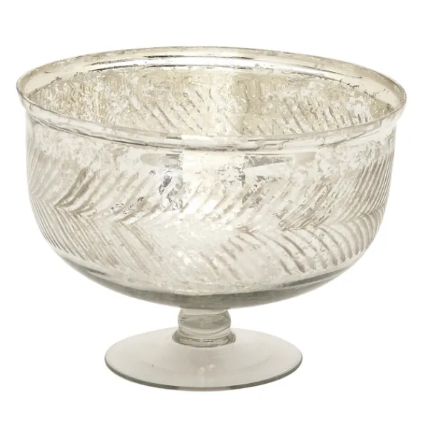 Decorative Bowls & Jars-Kirkland's Home Distressed Glass Pedestal Bowl Silver