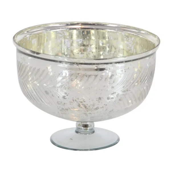 Decorative Bowls & Jars-Kirkland's Home Distressed Glass Pedestal Bowl Silver