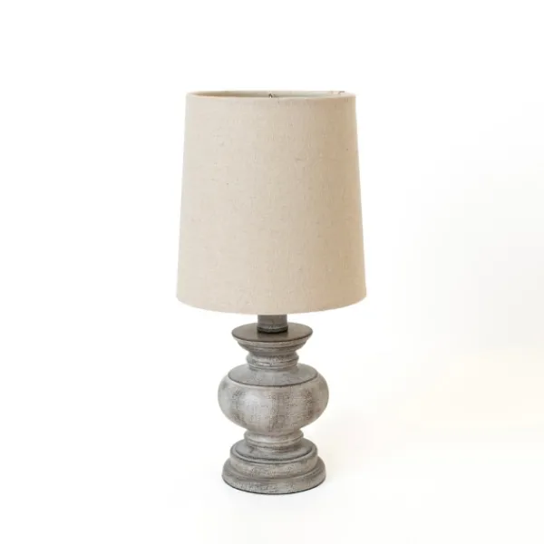 Table Lamps-Kirkland's Home Distressed Gray Baluster Mini Table Lamp Tan