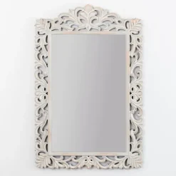 Decorative Mirrors-Kirkland's Home Distressed Gray Carved Ornate Scroll Mirror