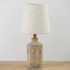 Table Lamps-Kirkland's Home Distressed Gray Carved Table Lamp Ivory