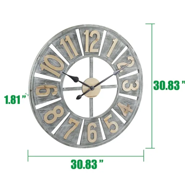 Clocks-Kirkland's Home Distressed Gray Wood Wall Clock