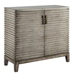 Cabinets & Sideboards-Kirkland's Home Distressed Linear 2-Door Wooden Chest Gray