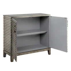 Cabinets & Sideboards-Kirkland's Home Distressed Linear 2-Door Wooden Chest Gray
