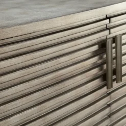Cabinets & Sideboards-Kirkland's Home Distressed Linear 2-Door Wooden Chest Gray