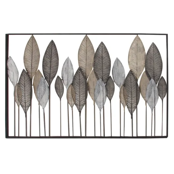 Wall Plaques-Kirkland's Home Distressed Metal Carved Leaves Wall Plaque Black
