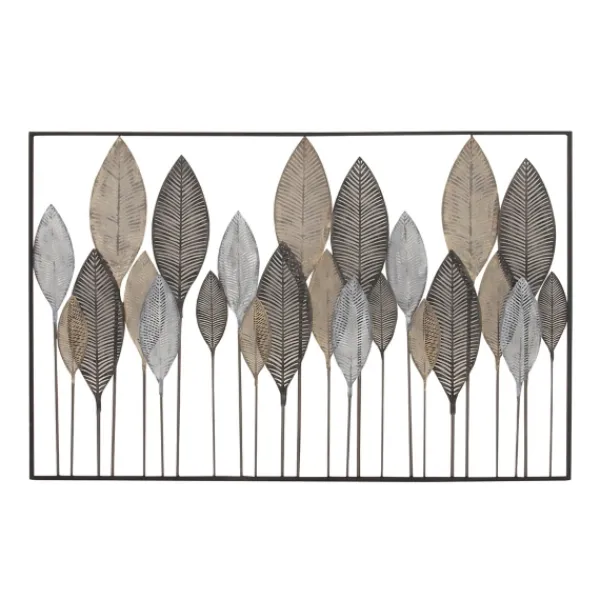 Wall Plaques-Kirkland's Home Distressed Metal Carved Leaves Wall Plaque Black