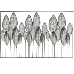 Wall Plaques-Kirkland's Home Distressed Metal Carved Leaves Wall Plaque Black