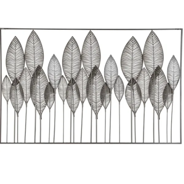 Wall Plaques-Kirkland's Home Distressed Metal Carved Leaves Wall Plaque Black