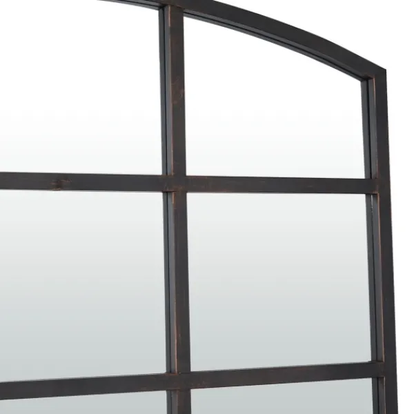 Decorative Mirrors-Kirkland's Home Distressed Metal Windowpane Arched Mirror Black