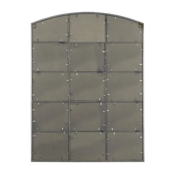 Decorative Mirrors-Kirkland's Home Distressed Metal Windowpane Arched Mirror Black
