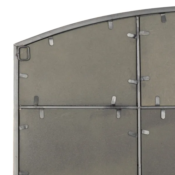 Decorative Mirrors-Kirkland's Home Distressed Metal Windowpane Arched Mirror Black