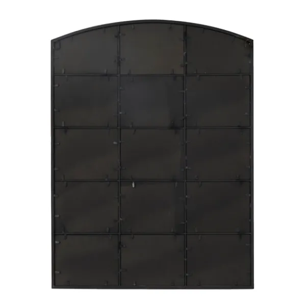 Decorative Mirrors-Kirkland's Home Distressed Metal Windowpane Arched Mirror Black