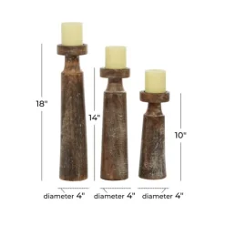 Candle Holders-Kirkland's Home Distressed Mocha Mango Wood Candlesticks, Set Of 3 Brown