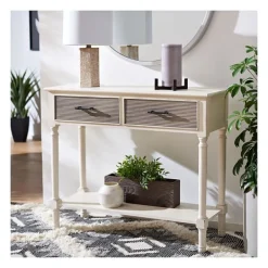 Console Tables-Kirkland's Home Distressed Natural Ronan 2-Drawer Console Table White