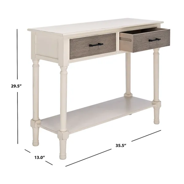 Console Tables-Kirkland's Home Distressed Natural Ronan 2-Drawer Console Table White