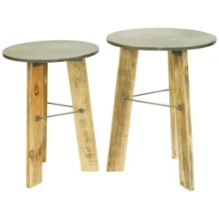 Accent & End Tables-Kirkland's Home Distressed Recycled Wood 2-Pc. Accent Table Set Brown