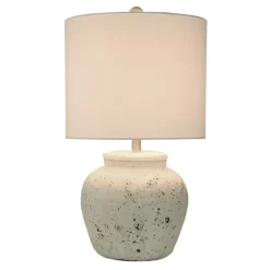 Table Lamps-Kirkland's Home Distressed Round Table Lamp White