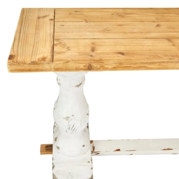 Console Tables-Kirkland's Home Distressed Rustic Carved Console Table White