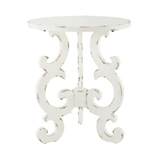 Accent & End Tables-Kirkland's Home Distressed Scrollwork Accent Table White
