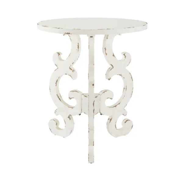 Accent & End Tables-Kirkland's Home Distressed Scrollwork Accent Table White