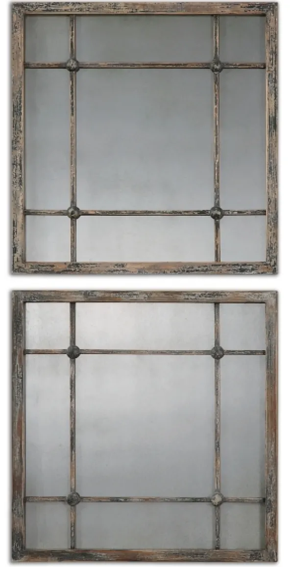 Decorative Mirrors-Kirkland's Home Distressed Slate Blue Wood Wall Mirrors, Set Of 2