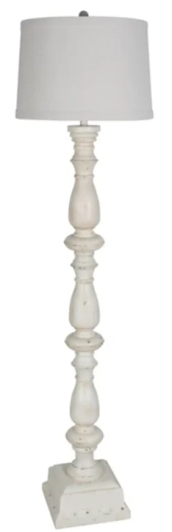 Floor Lamps-Kirkland's Home Distressed Square Base Floor Lamp White