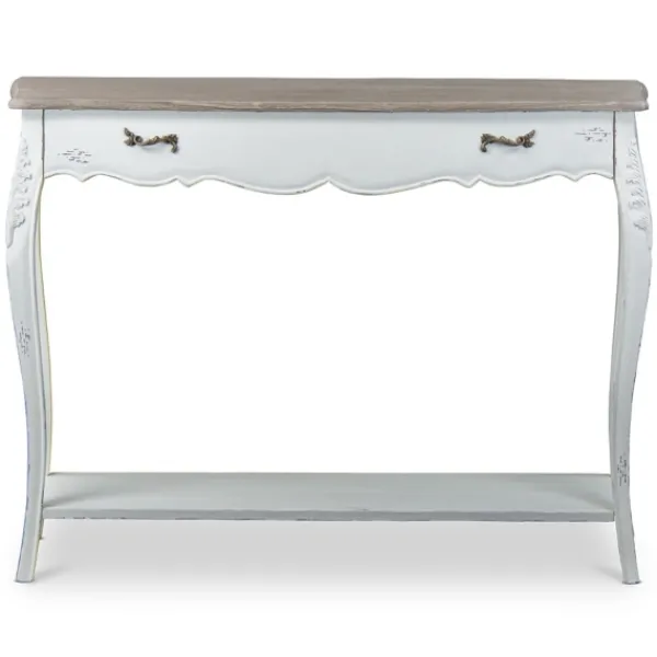 Console Tables-Kirkland's Home Distressed Streaked Console Table Ivory