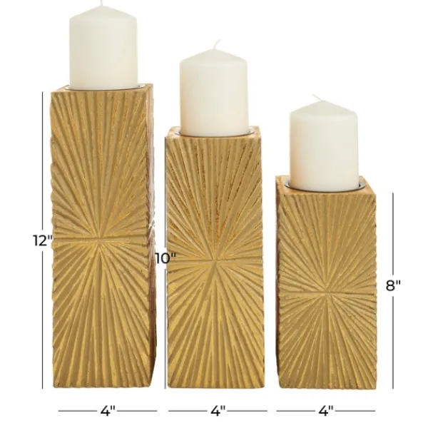 Candle Holders-Kirkland's Home Distressed Sunburst Candle Holders, Set Of 3 Gold