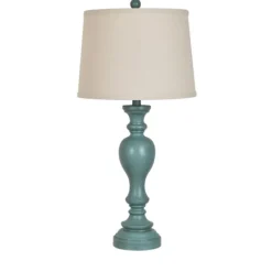 Table Lamps-Kirkland's Home Distressed Turquoise Antique Table Lamp Ivory