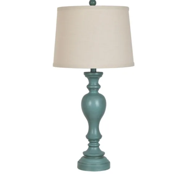 Table Lamps-Kirkland's Home Distressed Turquoise Antique Table Lamp Ivory
