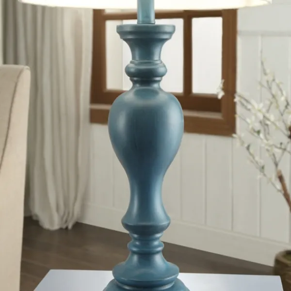 Table Lamps-Kirkland's Home Distressed Turquoise Antique Table Lamp Ivory