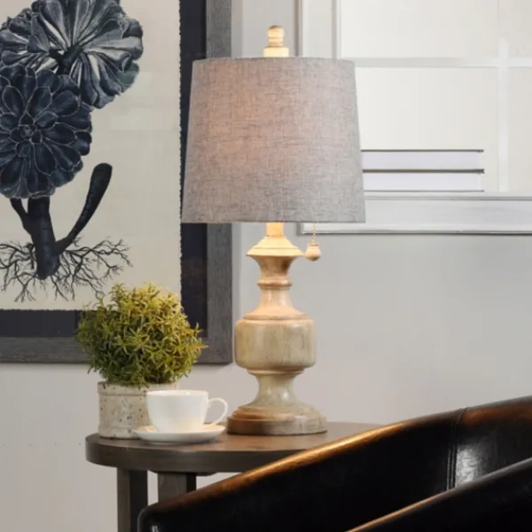 Table Lamps-Kirkland's Home Distressed Urn Resin Table Lamp Gray