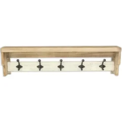 Shelves-Kirkland's Home Distressed Wall Shelf With Hooks