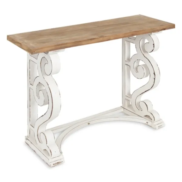 Console Tables-Kirkland's Home Distressed White And Brown Wood Console Table White/Tan