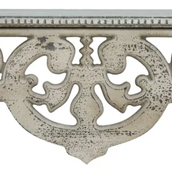 Shelves-Kirkland's Home Distressed White Carved Wood Wall Shelf
