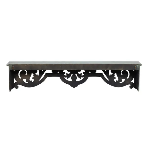 Shelves-Kirkland's Home Distressed White Carved Wood Wall Shelf