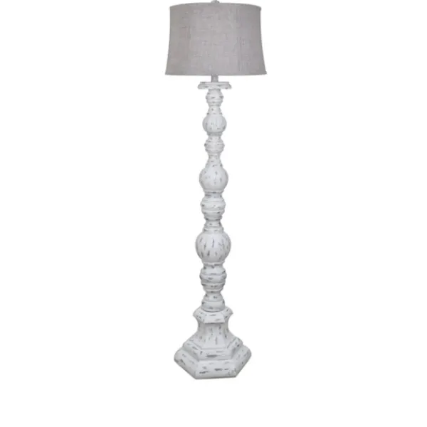 Floor Lamps-Kirkland's Home Distressed White Floor Lamp White/Gray