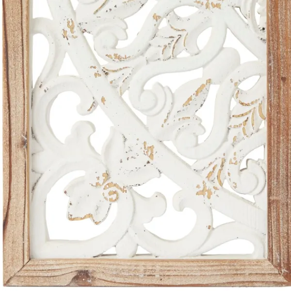 Wall Plaques-Kirkland's Home Distressed White Floral Wall Plaques, Set Of 3 White/Brown
