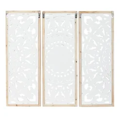 Wall Plaques-Kirkland's Home Distressed White Floral Wall Plaques, Set Of 3 White/Brown