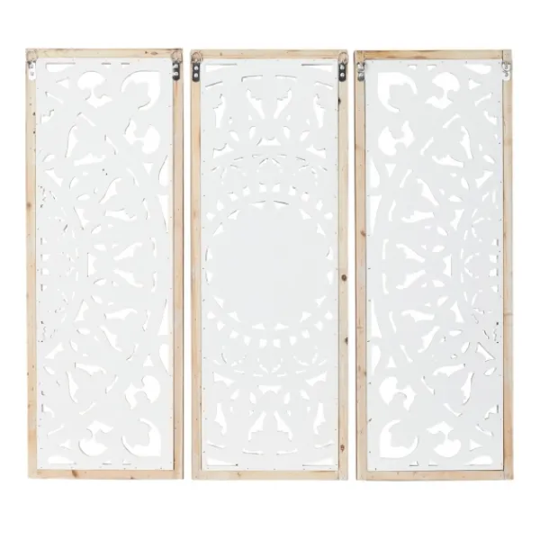 Wall Plaques-Kirkland's Home Distressed White Floral Wall Plaques, Set Of 3 White/Brown