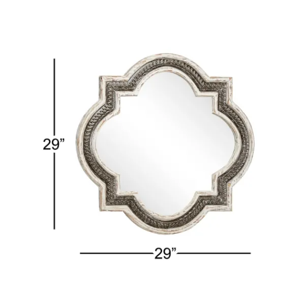Decorative Mirrors-Kirkland's Home Distressed White Iron Quatrefoil Mirror, 29X29 In.